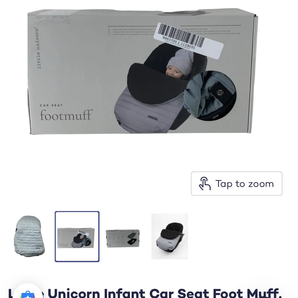 Little Unicorn Car Foot Muffler Gift Ready Infant car 
Keeps Tootsies Cozy NIB